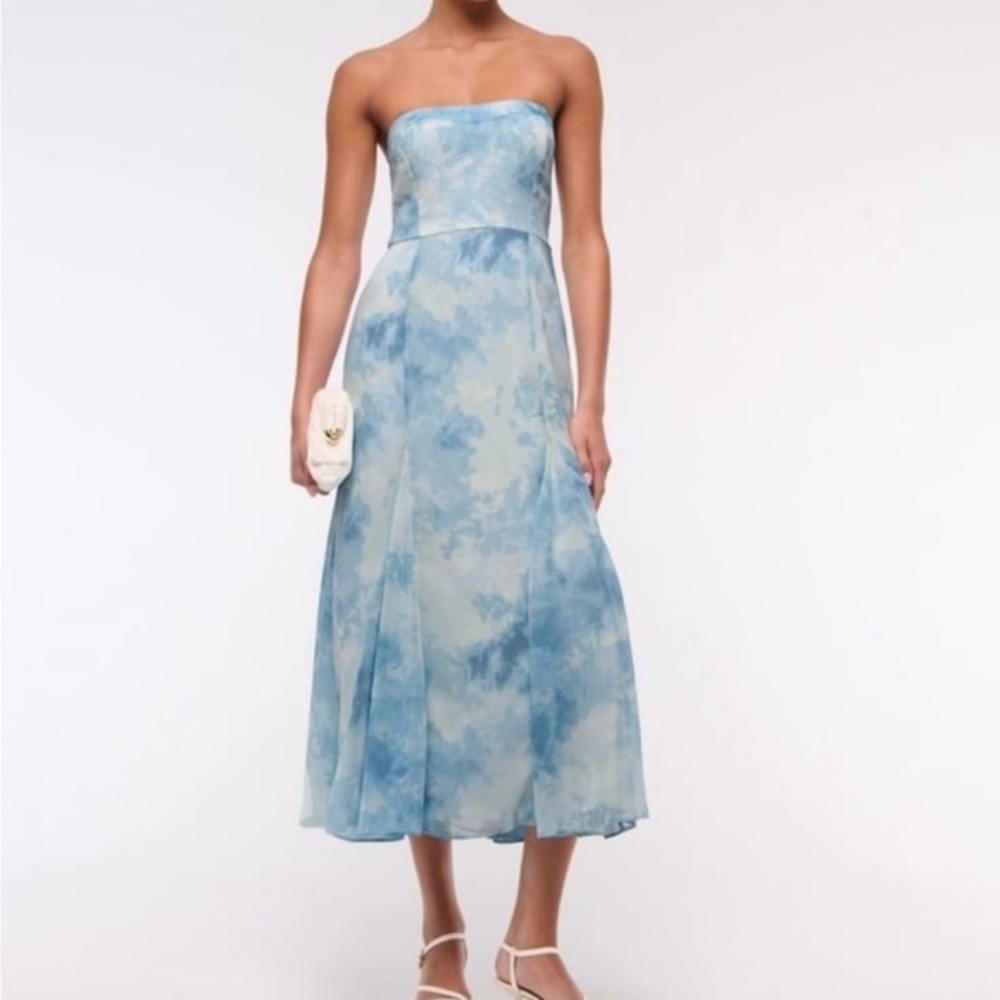 Abercrombie and Fitch Camille Strapless Godet Midi Dress Size Large